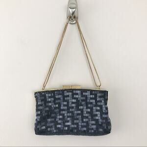 Vintage Beaded Gold Chain Shoulder Bag Purse Clutch Black Gold Hong Kong Retro